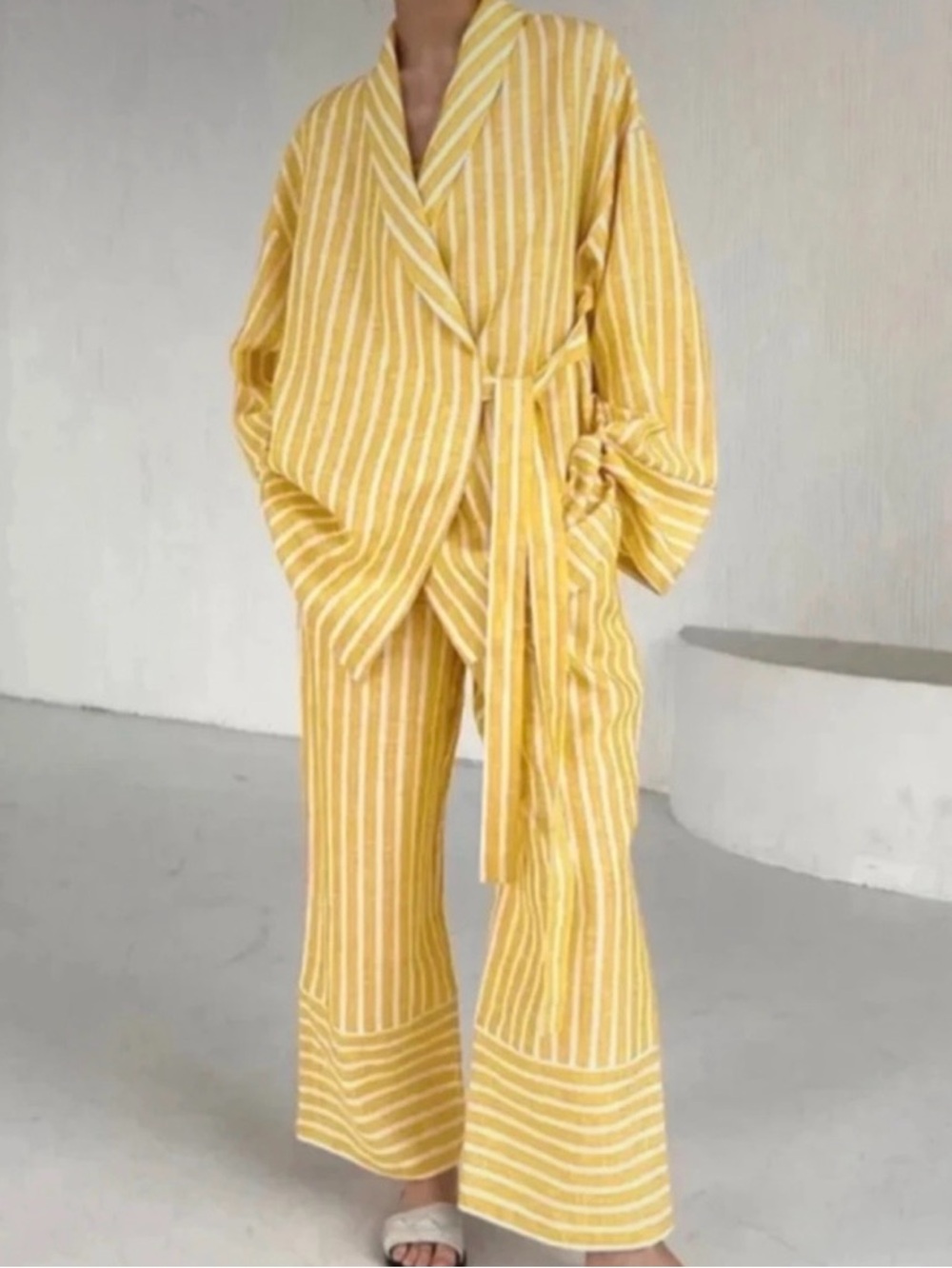 Commense Oversized Knotted Striped Pants Set XS NWOT